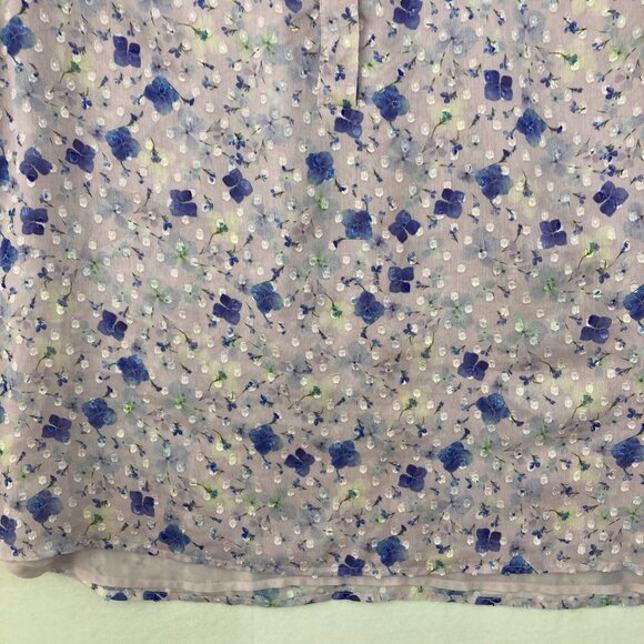 Talbots size XL Purple Blue Floral Swiss Dot Feminine Popover Blouse Office - Picture 4 of 10